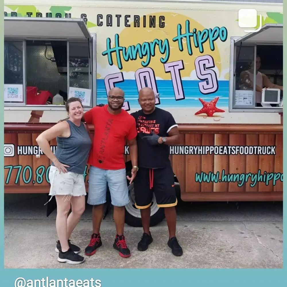 Hungry Hippo Eats - three people standing in front of a food truck - Food Trucks Near Me - Peachtree Corners, Georgia
