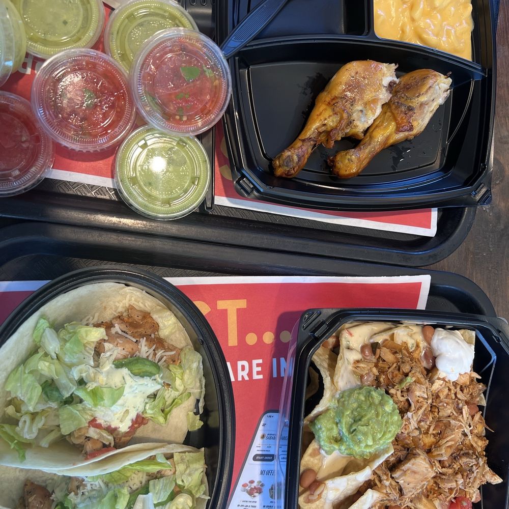 Chicken Nachos, Chicken Avocado Tacos and 2 pc Kids Meal Chicken Nachos, Chicken Avocado Tacos and 2 pc Kids Meal
