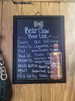Menu photo 1 Bear Claw Saloon Crestline, CA