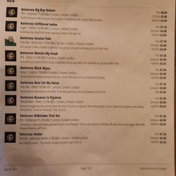 Battersea Brewery - Draft menu.as of 26 July 2025