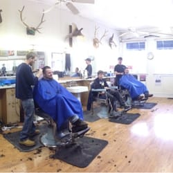 Bill's Barber Shop - Busy day. Packed house just before close.