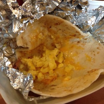 Meat U Anywhere BBQ - This was a Jalapeño Cheddar Sausage taco. They offer up Eggs all day long in the tacos. - Barbeque Near Me - Grapevine, Texas