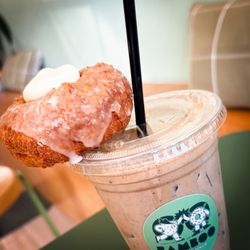 Bamboo Coffee & Donuts - Tokyo Nights over ice and pumpkin spice donut.