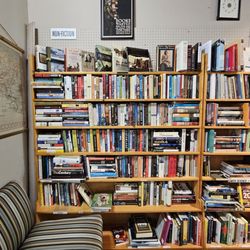 Joy of Books - Bill Lewis of Vero Beach, Florida, checking out the Joy of Books while visiting Hendersonville, North Carolina.