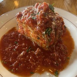 Timballo: pasta and mozzarella wrapped in lightly breaded eggplant with marinara. Timballo: pasta and mozzarella wrapped in lightly breaded eggplant with marinara.