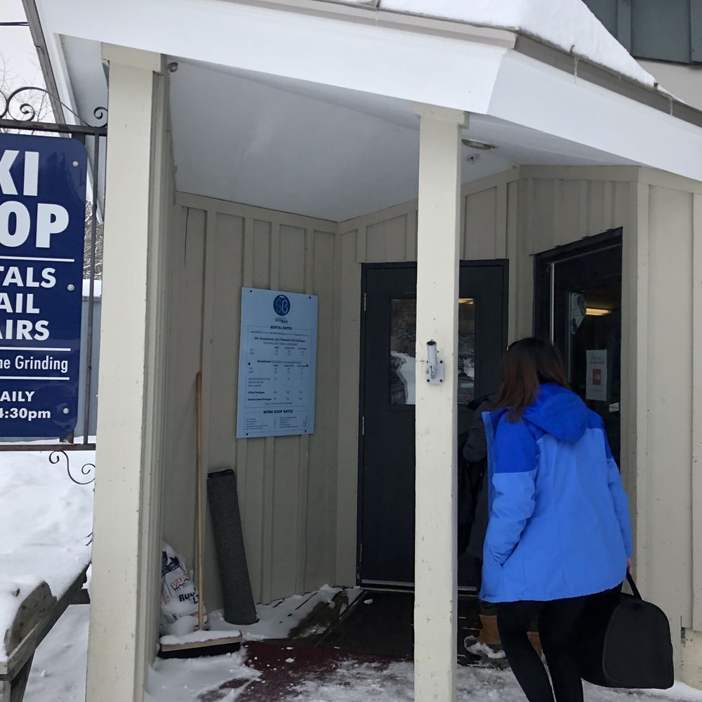Heading to the rental ski shop