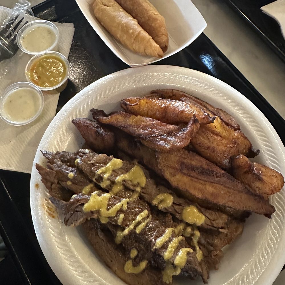 Beef suya Fish roll Plantain Beef suya Fish roll Plantain