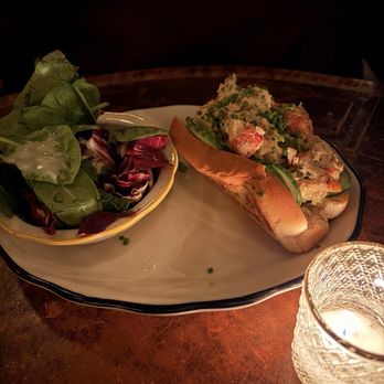 Holywater - Lobster Roll- came with bread ripped and salad with a glob of dressing on a single leaf of spinach - Cocktail Bars Near Me - New York, New York Holywater - Lobster Roll- came with bread ripped and salad with a glob of dressing on a single leaf of spinach - Cocktail Bars Near Me - New York, New York