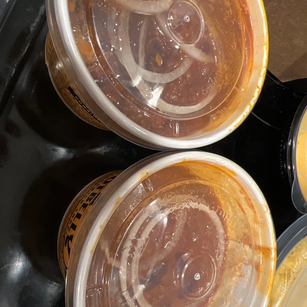 "Bowls of chili. 2nd half full" "Bowls of chili. 2nd half full"