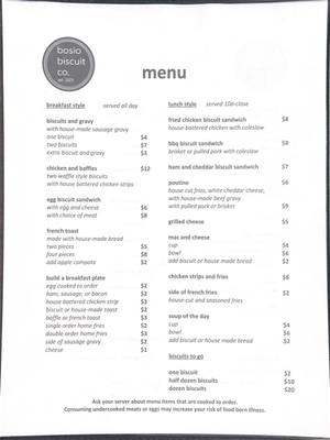 Menu photo 2 Bosio Biscuit Chassell, MI