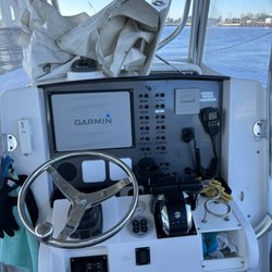 Palm City Yachts - Dash with Former Yam gauges patched and new Suzuki Gauges installed.