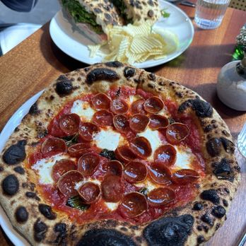Piccolina - Margherita pizza with pepperoni - Italian Near Me - Asheville, North Carolina Piccolina - Margherita pizza with pepperoni - Italian Near Me - Asheville, North Carolina