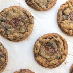 salt & honey - brown butter toffee chocolate chunk cookies