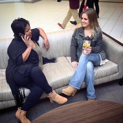 Bayshore Mall - Out of the sun & lovin' a friend moment:) #StylesForLess #Fall #Style #Boots #Jacket #Wraps #Plus #Friends #StayHydrated Styles for Less