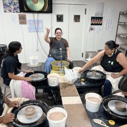 Muddy Pants Pottery - Kaitie teaching a Getting Muddy Class