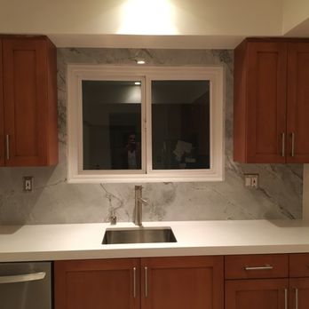 Stone LA - Caesarstone Pure White Countertop-White Cloud Dolemite Full Window Surround Backsplash-2 - Countertop Installation Near Me - Los Angeles, California Stone LA - Caesarstone Pure White Countertop-White Cloud Dolemite Full Window Surround Backsplash-2 - Countertop Installation Near Me - Los Angeles, California