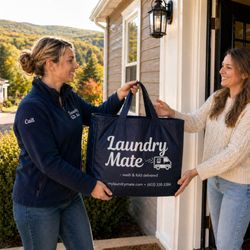 Laundry Mate - Owner, Cait, making deliveries.
