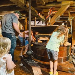 Bonneyville Mill County Park - Allowing the kids to assist in getting the mill ready