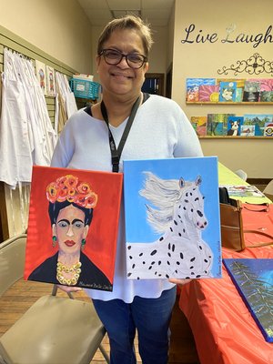 Book Your Private event today - Fun acrylic paint parties and much more, rock art, ceramics, paper mache, jewerly making,
scrapbooking, greeting cards, vision boards, pastels and much more