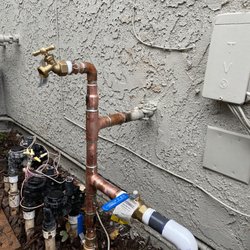 Fosset Plumbing - Re plumbed old main and irrigation valves with new ball valves and all copper. Then transferred to sprinkler lines in pvc.
