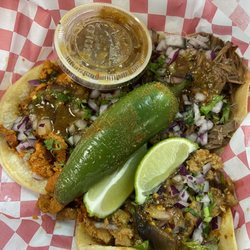 Chicken, pastor and biria street tacos