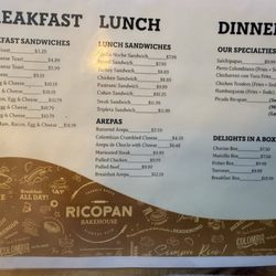 Ricopan Bakehouse - Menu