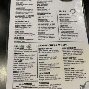 Dannys Irish Pub - Menu side 1 - Irish Near Me - Belleville, Illinois