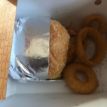 Denny's - Slam Burger side of onion rings only 4 :( - Diners Near Me - Westwood, California