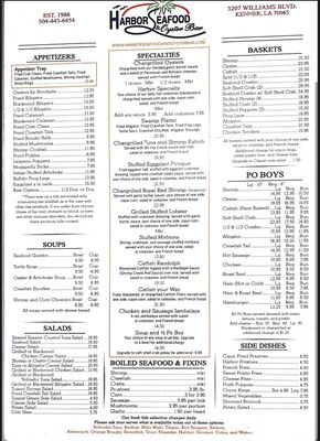 Menu photo 5 Harbor Seafood & Oyster Bar Kenner, LA