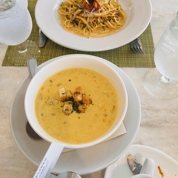 Mariposa - Corn chowder and Uni Pasta. - New American Near Me - Honolulu, Hawaii