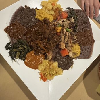 Gursha Ethiopian Restaurant - dorotibs, tibs, and veggie platter for two - Ethiopian Near Me - Las Vegas, Nevada Gursha Ethiopian Restaurant - dorotibs, tibs, and veggie platter for two - Ethiopian Near Me - Las Vegas, Nevada