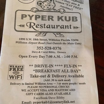 Pyper Kub Cafe - Menu - Cafes Near Me - Williston, Florida