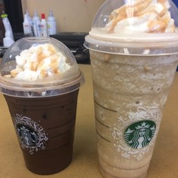 These are both suppose to be venti size coffees. These are both suppose to be venti size coffees.