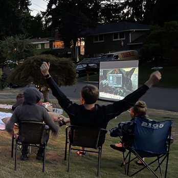 Miller's Rent-All - Having fun, getting ready to watch "Soul." - Party Equipment Rentals Near Me - Edmonds, Washington