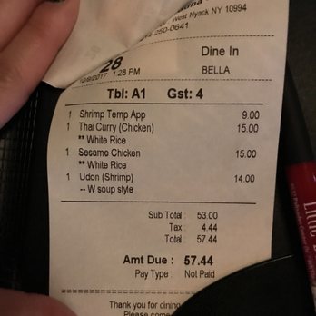Little Buddha - Our bill. Would have rather gone to the Cheesecake Factory or Mickey D's. - Sushi Bars Near Me - West Nyack, New York