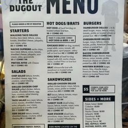 The Dugout - Menu card