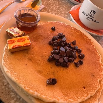 Egg Plantation - Chocolate chip pancakes - Breakfast & Brunch Near Me - Newhall, California Egg Plantation - Chocolate chip pancakes - Breakfast & Brunch Near Me - Newhall, California