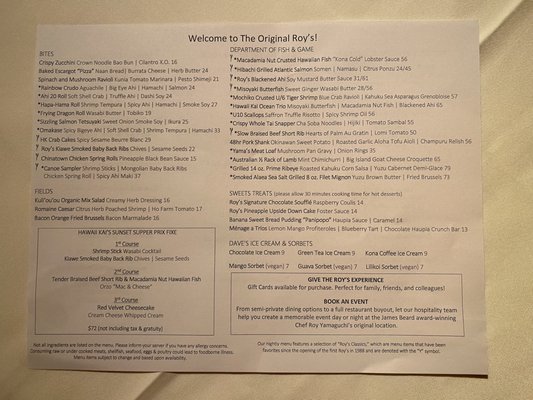 Menu photo 1 Roy's Hawaii Kai Honolulu, HI Menu photo 1 Roy's Hawaii Kai Honolulu, HI