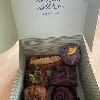Del Sur Bakery & Cafe - Top to bottom L to R:  turon, calamansi, longganisa, adobo brownie and food of the gods - Filipino Near Me - Chicago, Illinois