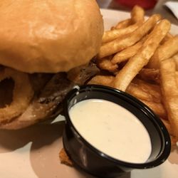 Ranch House Restuarant - Alabama burger with Alabama sauce on side