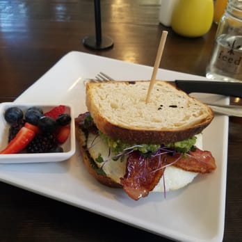 Feed Cafe - Green stuff breakfast sandwich with bacon added - Breakfast & Brunch Near Me - Bozeman, Montana