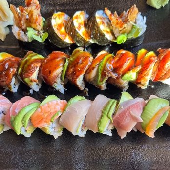 Musashi - Rainbow, Caterpillar and Spider rolls (from bottom to top) - Japanese Near Me - Berkeley, California