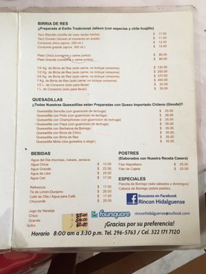 Menu photo 1 Rincón Hidalguense Mezcales, NAY