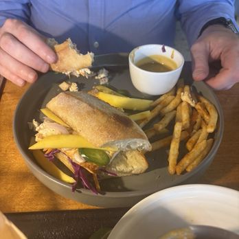 Joylark Kitchen - Banh Mi with an addition of fries and maple mustard sauce (upcharge) - Vegan Near Me - Fairfield, Connecticut