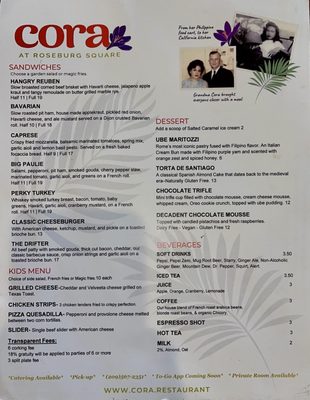 Menu photo 7 Cora at Roseburg Square Modesto, CA