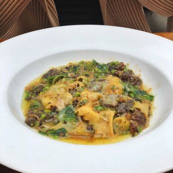 Foreign Cinema - Mathieu's pappardelle pasta, white Montana morels, smashed English peas, spring onions, escarole, Piave - Breakfast & Brunch Near Me - San Francisco, California