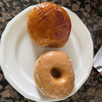 Pinkbox Doughnuts - Blow Torch (supposed créme brûlée) and OG (raised glaze) - Donuts Near Me - Sandy, Utah