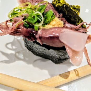 Sushi Shunka - Baby squid is one of the most interesting one bite deliciousness - Sushi Bars Near Me - Costa Mesa, California Sushi Shunka - Baby squid is one of the most interesting one bite deliciousness - Sushi Bars Near Me - Costa Mesa, California
