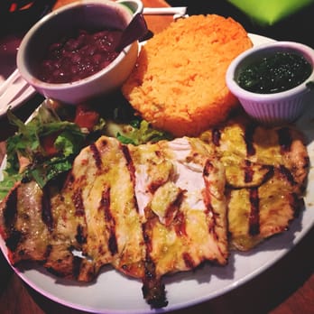 Empanada Mama - Hell's Kitchen - Pollo A La Plancha  (Chicken breast seasoned w/ Latin herbs/spices. Served with yellow rice, beans, salad and chimichurri sauce) - Latin American Near Me - New York, New York