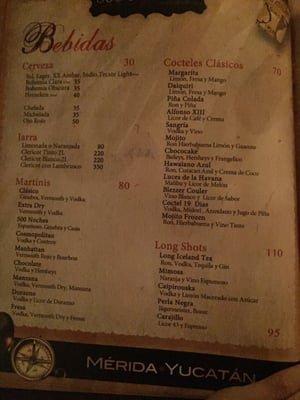Menu photo 5 500 Noches Mérida, YUC Menu photo 5 500 Noches Mérida, YUC